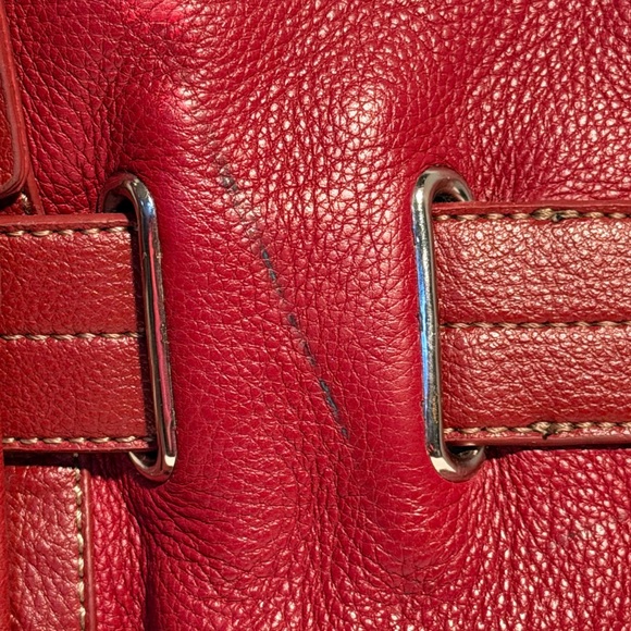 Elegant Red Leather Tote Bag Vintage Fossil - Picture 3 of 3